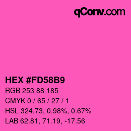 颜色代码: HEX #FD58B9 | qconv.com