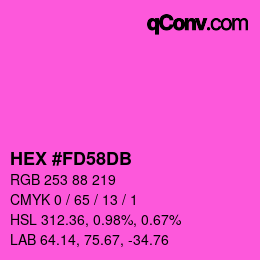 颜色代码: HEX #FD58DB | qconv.com