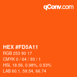 颜色代码: HEX #FD5A11 | qconv.com