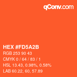 颜色代码: HEX #FD5A2B | qconv.com