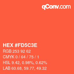Color code: HEX #FD5C3E | qconv.com