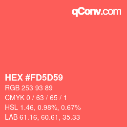 カラーコード: HEX #FD5D59 | qconv.com