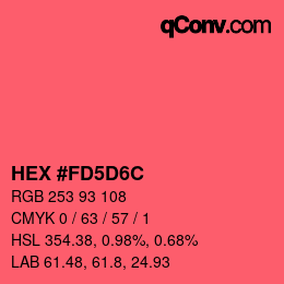 カラーコード: HEX #FD5D6C | qconv.com