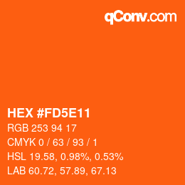 颜色代码: HEX #FD5E11 | qconv.com