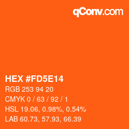 Farbcode: HEX #FD5E14 | qconv.com