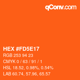カラーコード: HEX #FD5E17 | qconv.com
