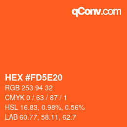 カラーコード: HEX #FD5E20 | qconv.com