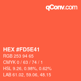 颜色代码: HEX #FD5E41 | qconv.com