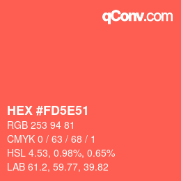 カラーコード: HEX #FD5E51 | qconv.com