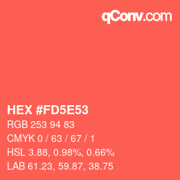 カラーコード: HEX #FD5E53 | qconv.com