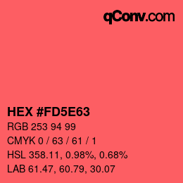 カラーコード: HEX #FD5E63 | qconv.com
