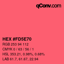 Farbcode: HEX #FD5E70 | qconv.com