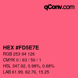 Código de color: HEX #FD5E7E | qconv.com