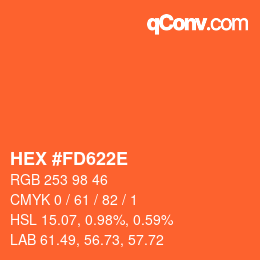 Color code: HEX #FD622E | qconv.com