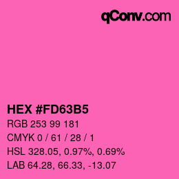 颜色代码: HEX #FD63B5 | qconv.com