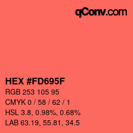 颜色代码: HEX #FD695F | qconv.com