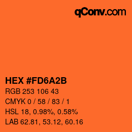 颜色代码: HEX #FD6A2B | qconv.com