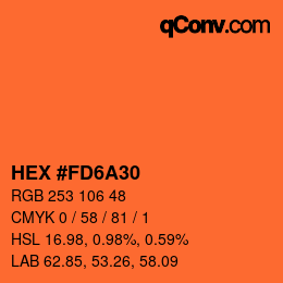 颜色代码: HEX #FD6A30 | qconv.com