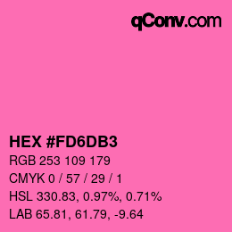 颜色代码: HEX #FD6DB3 | qconv.com