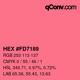 カラーコード: HEX #FD7189 | qconv.com