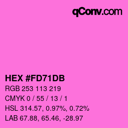 カラーコード: HEX #FD71DB | qconv.com