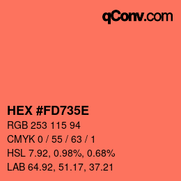 Color code: HEX #FD735E | qconv.com