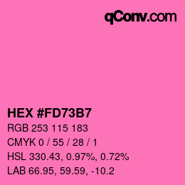 颜色代码: HEX #FD73B7 | qconv.com