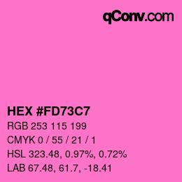 颜色代码: HEX #FD73C7 | qconv.com