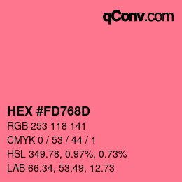 カラーコード: HEX #FD768D | qconv.com