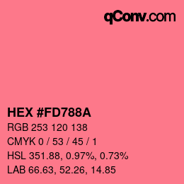 颜色代码: HEX #FD788A | qconv.com
