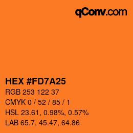 カラーコード: HEX #FD7A25 | qconv.com