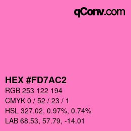 颜色代码: HEX #FD7AC2 | qconv.com