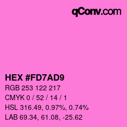 カラーコード: HEX #FD7AD9 | qconv.com