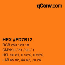 颜色代码: HEX #FD7B12 | qconv.com