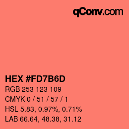 颜色代码: HEX #FD7B6D | qconv.com