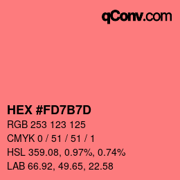 カラーコード: HEX #FD7B7D | qconv.com