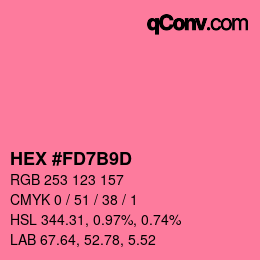 カラーコード: HEX #FD7B9D | qconv.com