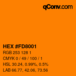 カラーコード: HEX #FD8001 | qconv.com