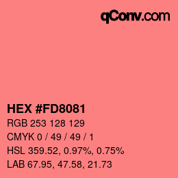 颜色代码: HEX #FD8081 | qconv.com