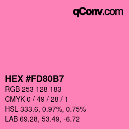 颜色代码: HEX #FD80B7 | qconv.com