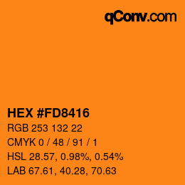 カラーコード: HEX #FD8416 | qconv.com
