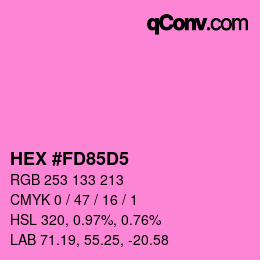 カラーコード: HEX #FD85D5 | qconv.com