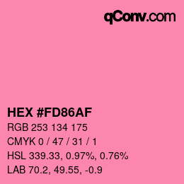 Color code: HEX #FD86AF | qconv.com