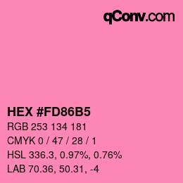 Color code: HEX #FD86B5 | qconv.com