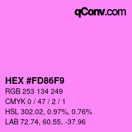 カラーコード: HEX #FD86F9 | qconv.com
