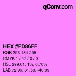 Color code: HEX #FD86FF | qconv.com