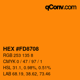 颜色代码: HEX #FD8708 | qconv.com
