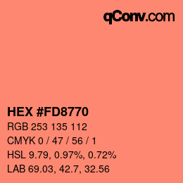 颜色代码: HEX #FD8770 | qconv.com