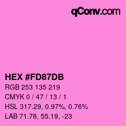 颜色代码: HEX #FD87DB | qconv.com