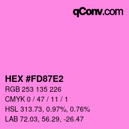 颜色代码: HEX #FD87E2 | qconv.com